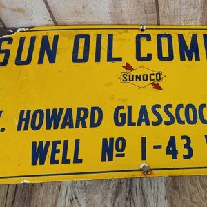 Original HTF SUNOCO Sun Oil Co. Porcelain Sign.  12x24"